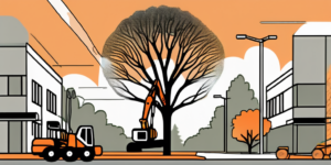 A tree being safely removed in the suburban landscape of keller